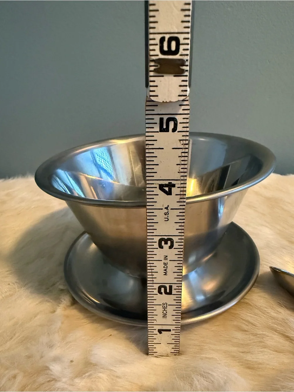 Leonard Denmark Vintage Stainless Steel Gravy Boat with Spoon